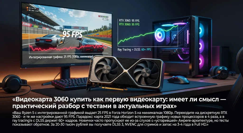 Видеокарта 3060 купить как первую видеокарту: имеет ли смысл — практический разбор с тестами в актуальных играх
